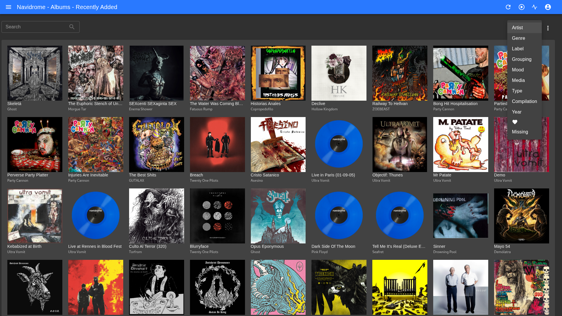 Menu de filtros mostrando el corazón disponible